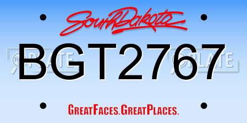 BGT2767 South Dakota License Plate