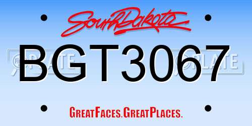 BGT3067 South Dakota License Plate