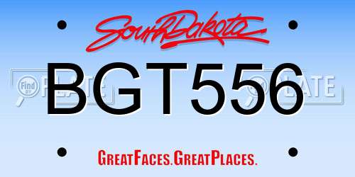 BGT556 South Dakota License Plate