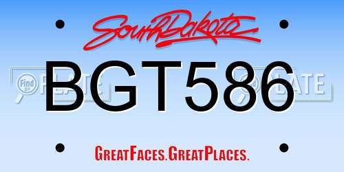 BGT586 South Dakota License Plate