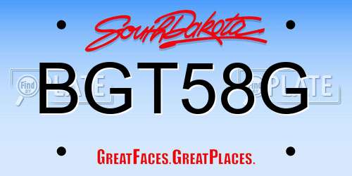 BGT58G South Dakota License Plate