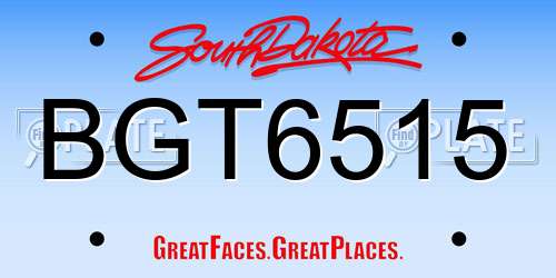 BGT6515 South Dakota License Plate