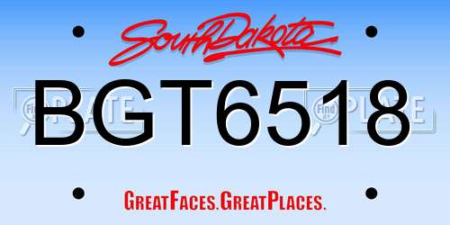 BGT6518 South Dakota License Plate