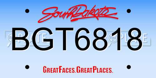 BGT6818 South Dakota License Plate
