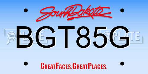 BGT85G South Dakota License Plate