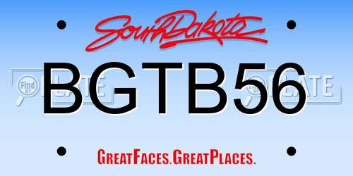 BGTB56 South Dakota License Plate