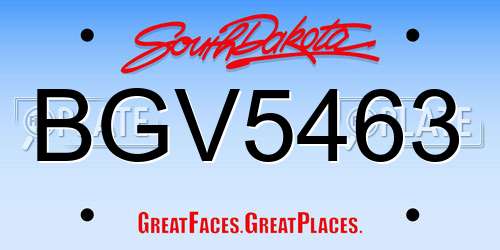 BGV5463 South Dakota License Plate