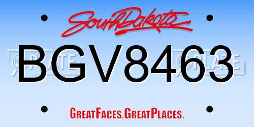 BGV8463 South Dakota License Plate