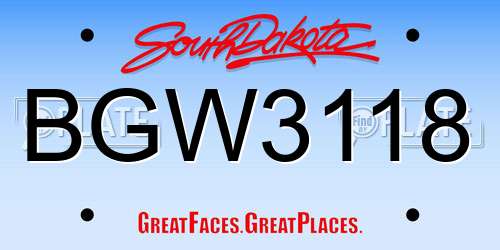 BGW3118 South Dakota License Plate