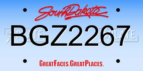 BGZ2267 South Dakota License Plate