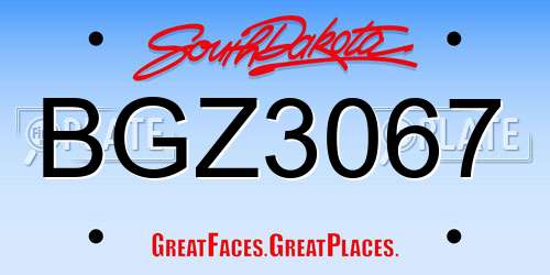 BGZ3067 South Dakota License Plate