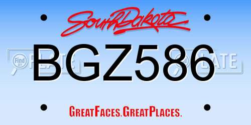 BGZ586 South Dakota License Plate