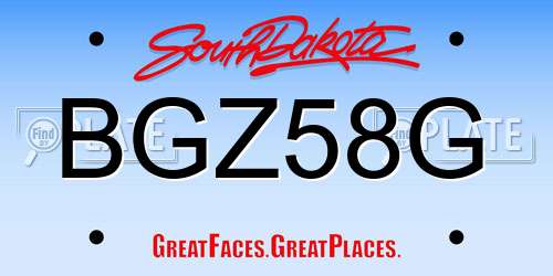 BGZ58G South Dakota License Plate