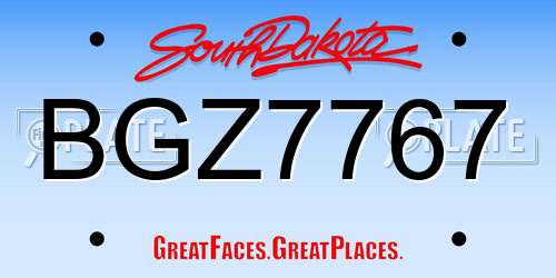 BGZ7767 South Dakota License Plate