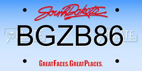 BGZB86 South Dakota License Plate