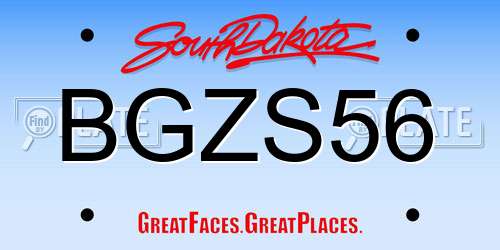 BGZS56 South Dakota License Plate