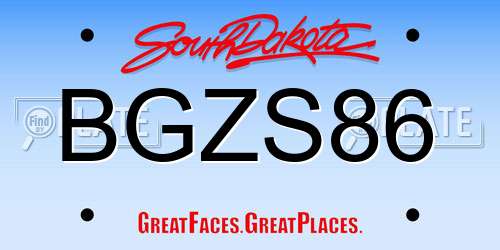 BGZS86 South Dakota License Plate