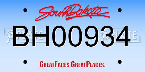 BH00934 South Dakota License Plate
