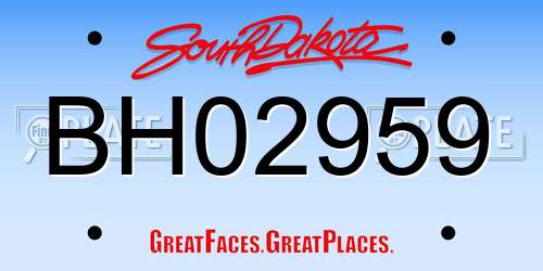 BH02959 South Dakota License Plate