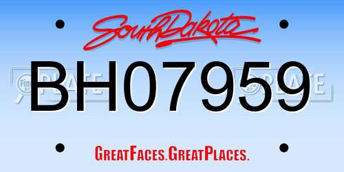 BH07959 South Dakota License Plate