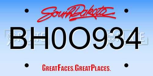 BH0O934 South Dakota License Plate