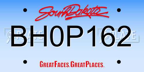 BH0P162 South Dakota License Plate