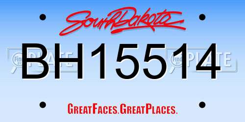BH15514 South Dakota License Plate