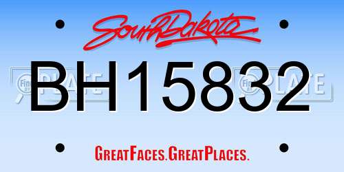 BH15832 South Dakota License Plate
