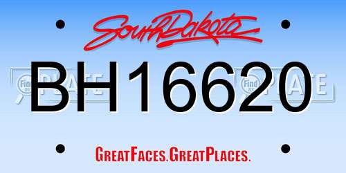 BH16620 South Dakota License Plate