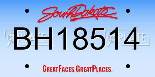 BH18514 South Dakota License Plate