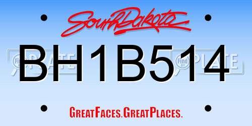 BH1B514 South Dakota License Plate