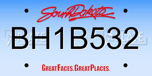BH1B532 South Dakota License Plate