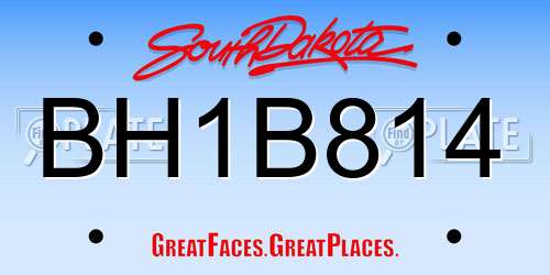 BH1B814 South Dakota License Plate