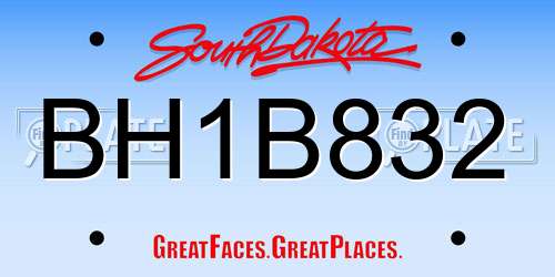 BH1B832 South Dakota License Plate