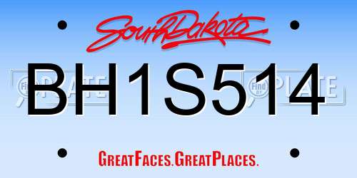 BH1S514 South Dakota License Plate