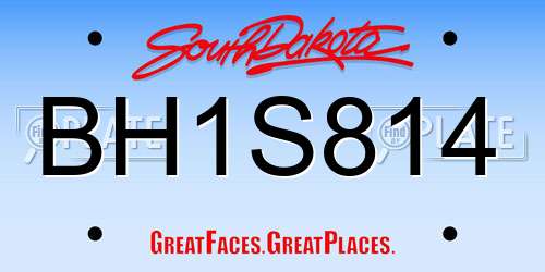 BH1S814 South Dakota License Plate