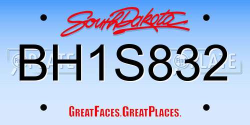 BH1S832 South Dakota License Plate