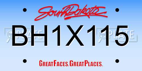 BH1X115 South Dakota License Plate