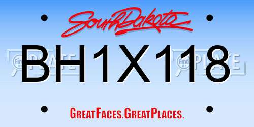 BH1X118 South Dakota License Plate