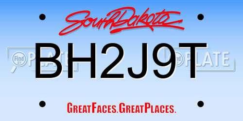 BH2J9T South Dakota License Plate