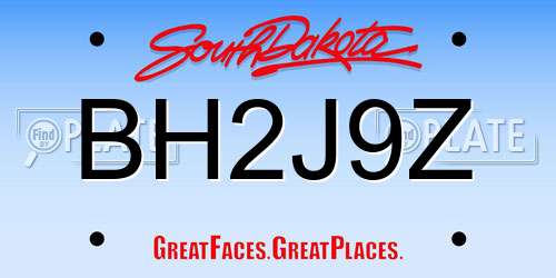 BH2J9Z South Dakota License Plate