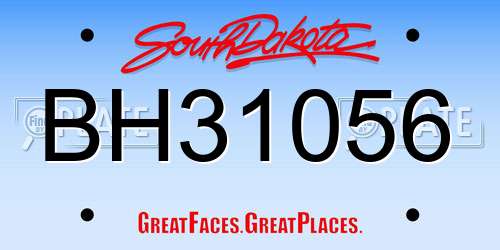 BH31056 South Dakota License Plate