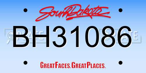 BH31086 South Dakota License Plate