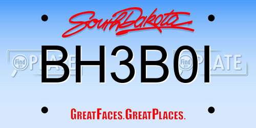 BH3B0I South Dakota License Plate