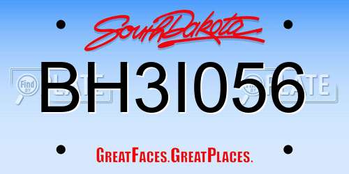 BH3I056 South Dakota License Plate