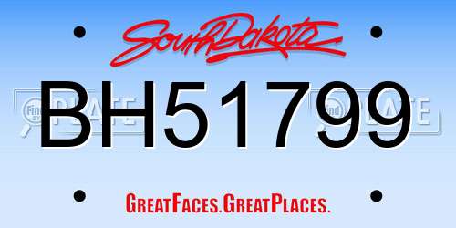 BH51799 South Dakota License Plate