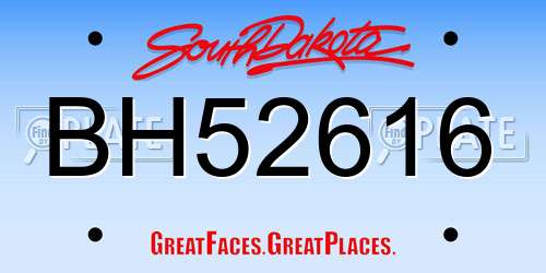 BH52616 South Dakota License Plate