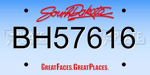 BH57616 South Dakota License Plate