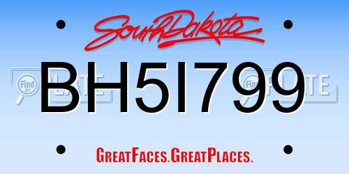 BH5I799 South Dakota License Plate