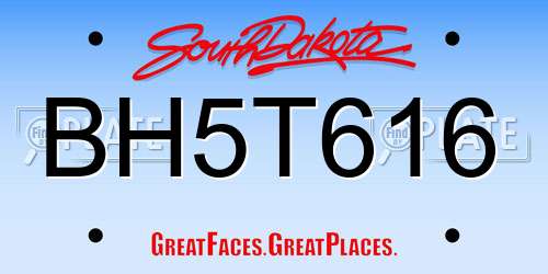 BH5T616 South Dakota License Plate